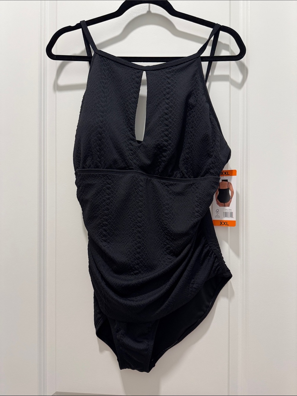 NWT. Jessica Simpson Black One-Piece Swimsuit with Front Keyhole